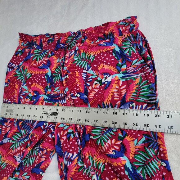 Island Collection Stella Parker Tropical Parrot Summer Pants Medium Pink New $54 - Picture 6 of 10